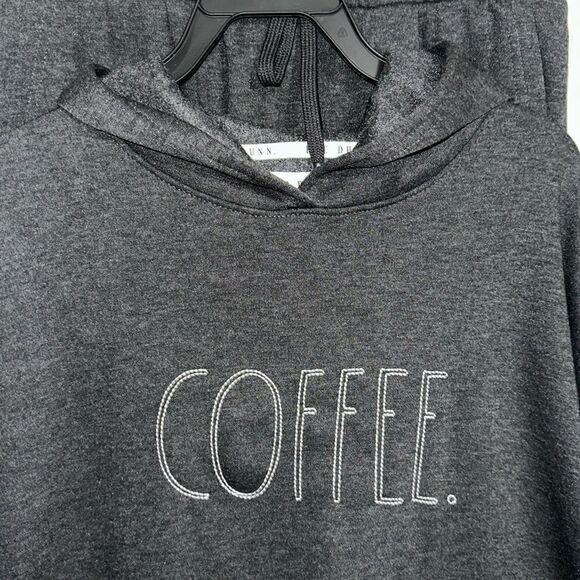 Rae Dunn. XS-S Charcoal Gray 2pc Hoodie Pullover Jogger Lounge Sweat COFFEE Set - Picture 3 of 13